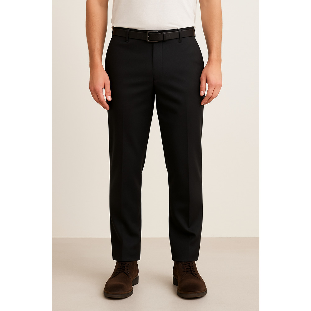 Azzuro Men’s Black Dress Pants 36 Short Wool-Touch Comfort Lined Slacks